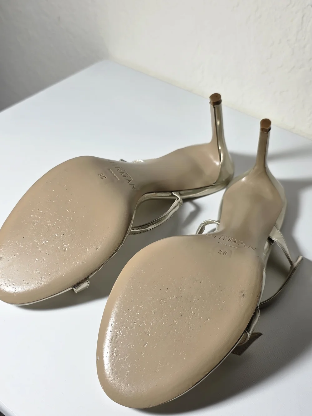 Alexandre Birman 85mm Tita Metallic Leather Mule Sandals Size 38